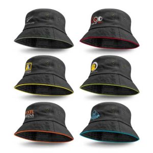 Black Bondi Bucket Hat - Coloured Trim