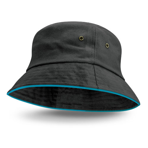 Black Bondi Bucket Hat - Coloured Trim