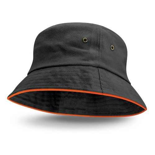 Black Bondi Bucket Hat - Coloured Trim