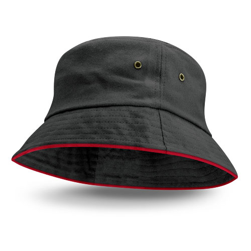 Black Bondi Bucket Hat - Coloured Trim